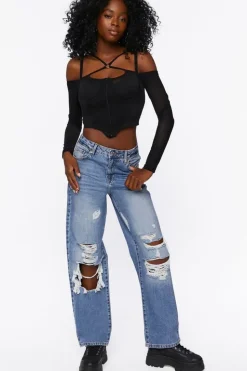 Strappy Off-The-Shoulder Bustier Top