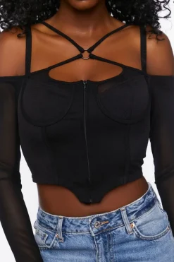 Strappy Off-The-Shoulder Bustier Top