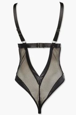 Strappy Sheer Mesh Lingerie Bodysuit