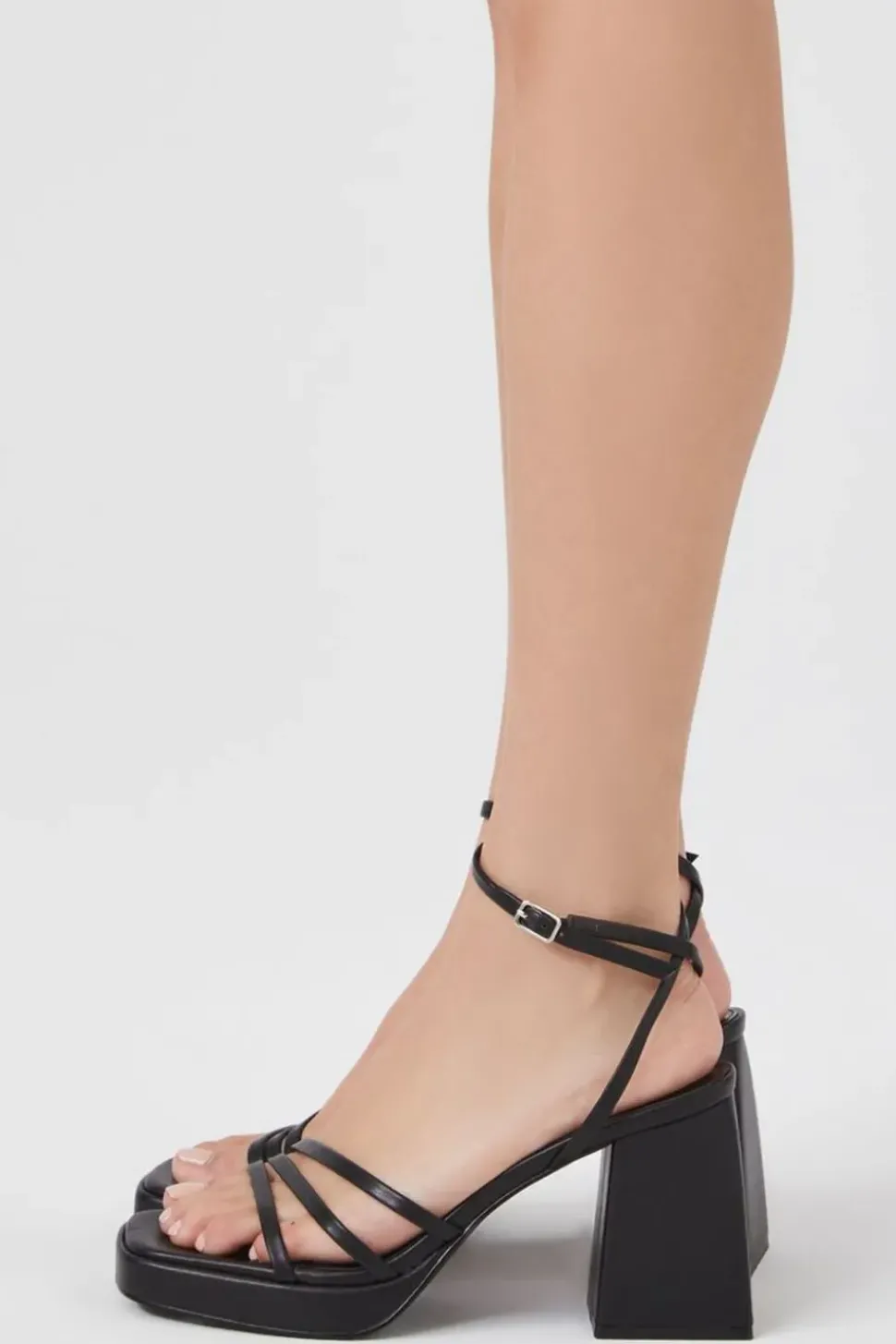 Strappy Square-Toe Block Heels