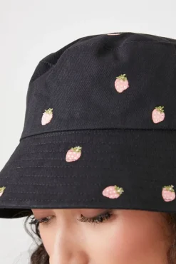 Strawberry Embroidered Bucket Hat