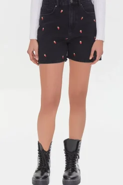 Strawberry High-Rise Denim Shorts