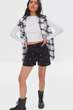 Strawberry High-Rise Denim Shorts