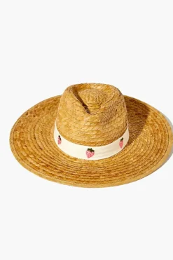 Strawberry-Trim Straw Fedora