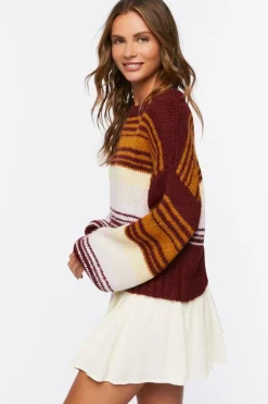 Striped Balloon-Sleeve Sweater