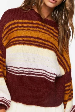 Striped Balloon-Sleeve Sweater
