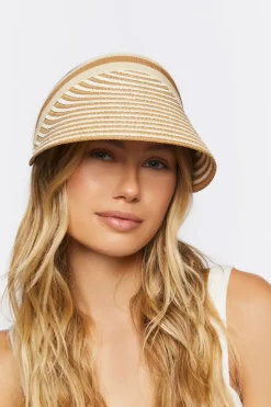 Striped Basketwoven Sun Visor