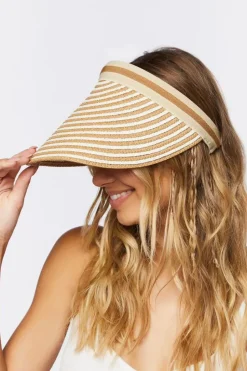 Striped Basketwoven Sun Visor
