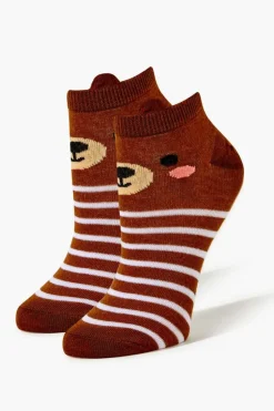 Striped Bear Ankle Socks