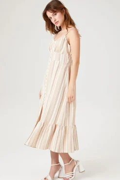 Striped Button-Front Cami Dress