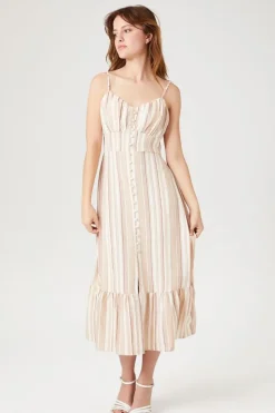 Striped Button-Front Cami Dress