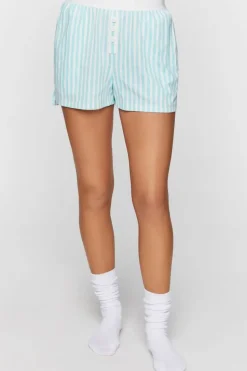 Striped Button-Front Pajama Shorts