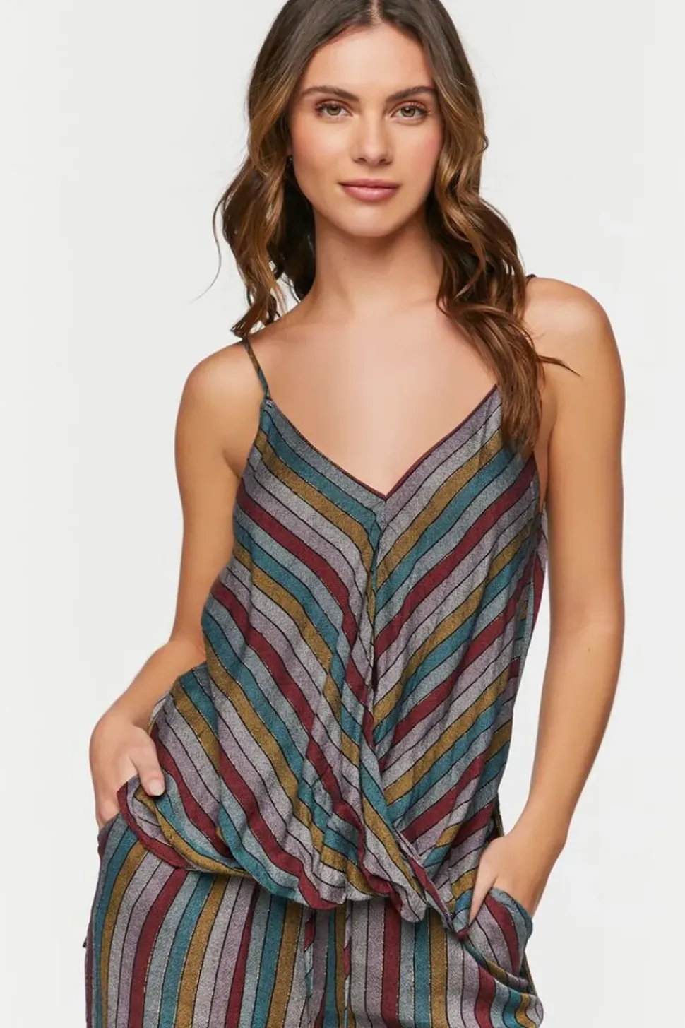 Striped Cami & Drawstring Pants Set