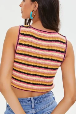 Striped Cochet Crop Top