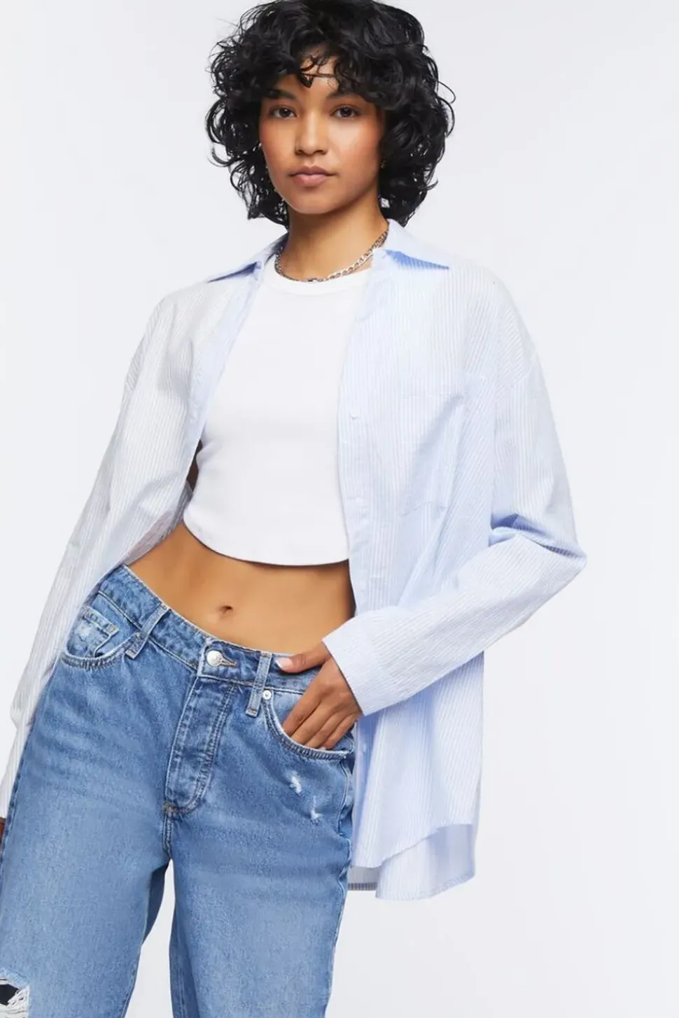 Striped Colorblock Poplin Shirt