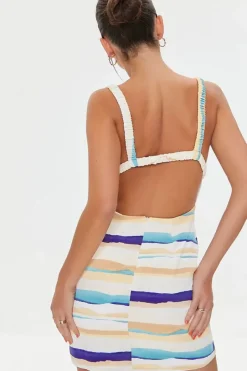 Striped Cowl Mini Dress