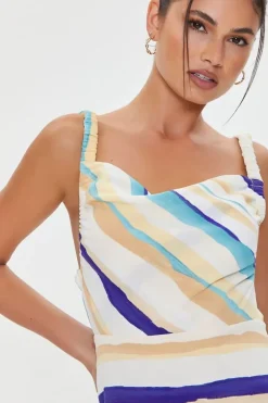 Striped Cowl Mini Dress
