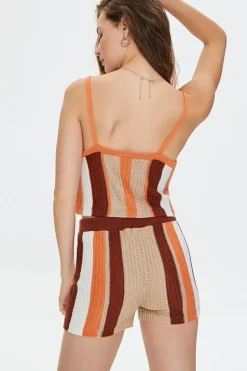 Striped Crochet Cami & Shorts Set