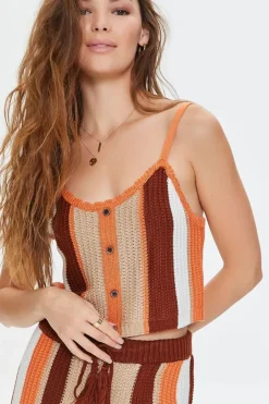 Striped Crochet Cami & Shorts Set
