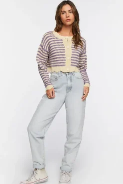 Striped Crochet Cardigan Sweater