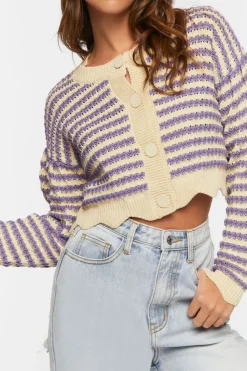 Striped Crochet Cardigan Sweater
