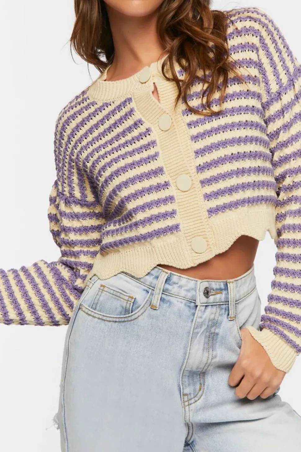 Striped Crochet Cardigan Sweater
