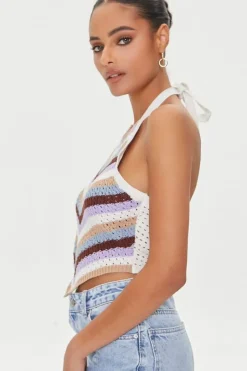 Striped Crochet Halter Top