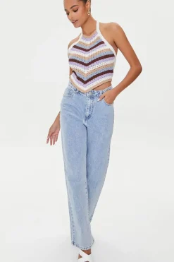 Striped Crochet Halter Top
