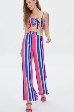Striped Cropped Cami & Pants Set
