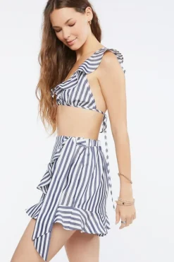 Striped Crop Top & Wrap Skort Set