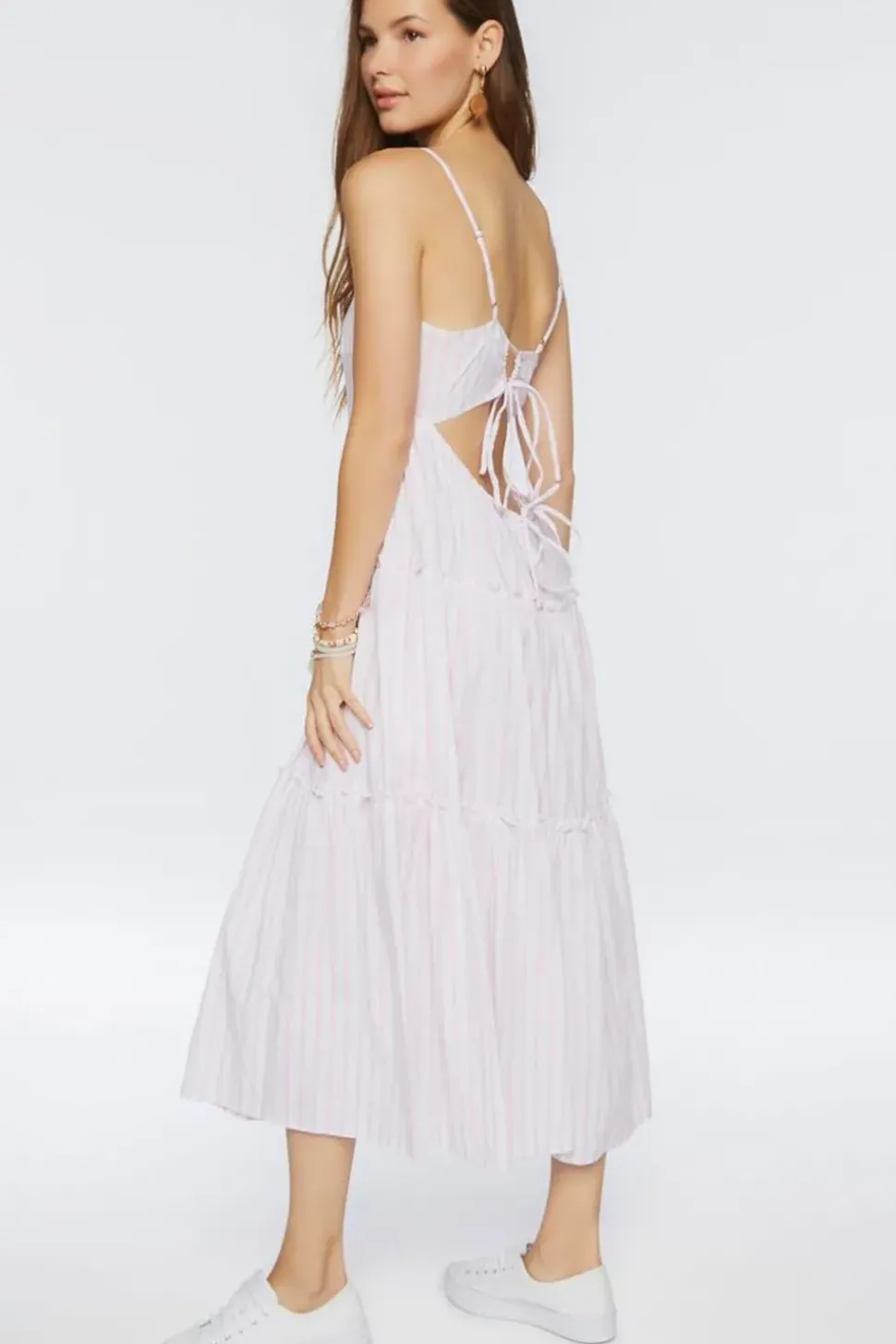 Striped Cutout Cami Midi Dress