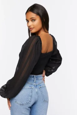 Striped Cutout Peasant Sleeve Top