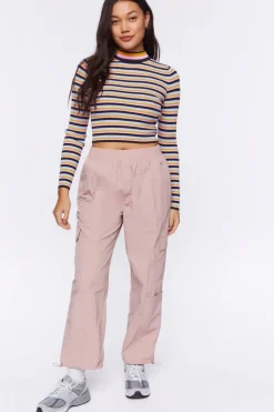 Striped Cutout Sweater-Knit Top