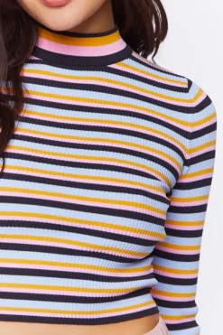 Striped Cutout Sweater-Knit Top