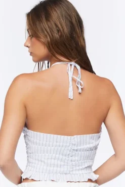 Striped Halter Crop Top