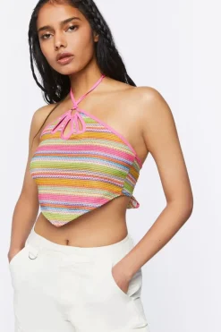 Striped Halter Crop Top