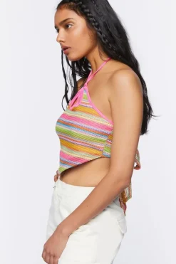 Striped Halter Crop Top
