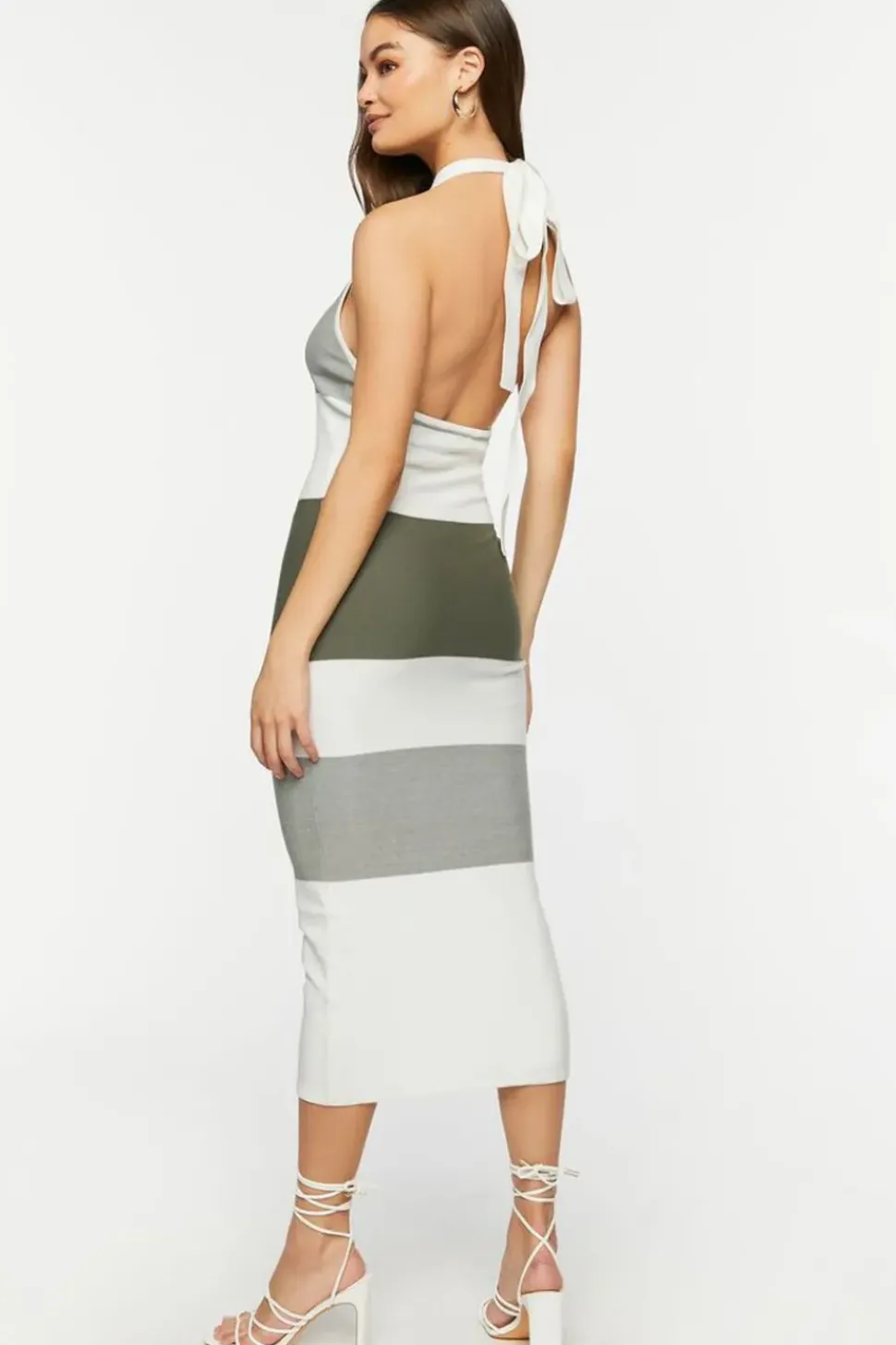 Striped Halter Midi Dress