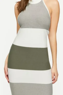 Striped Halter Midi Dress