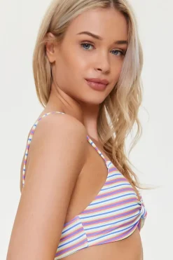 Striped Knotted Bikini Top
