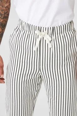 Striped Linen-Blend Pants