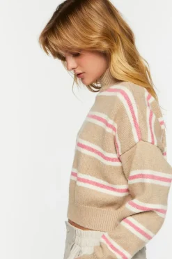 Striped Mock Neck Sweater