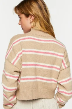 Striped Mock Neck Sweater