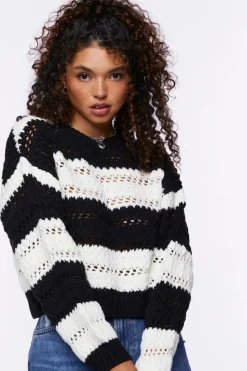 Striped Open-Knit Sweater