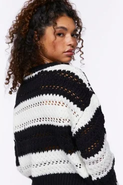 Striped Open-Knit Sweater