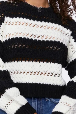 Striped Open-Knit Sweater