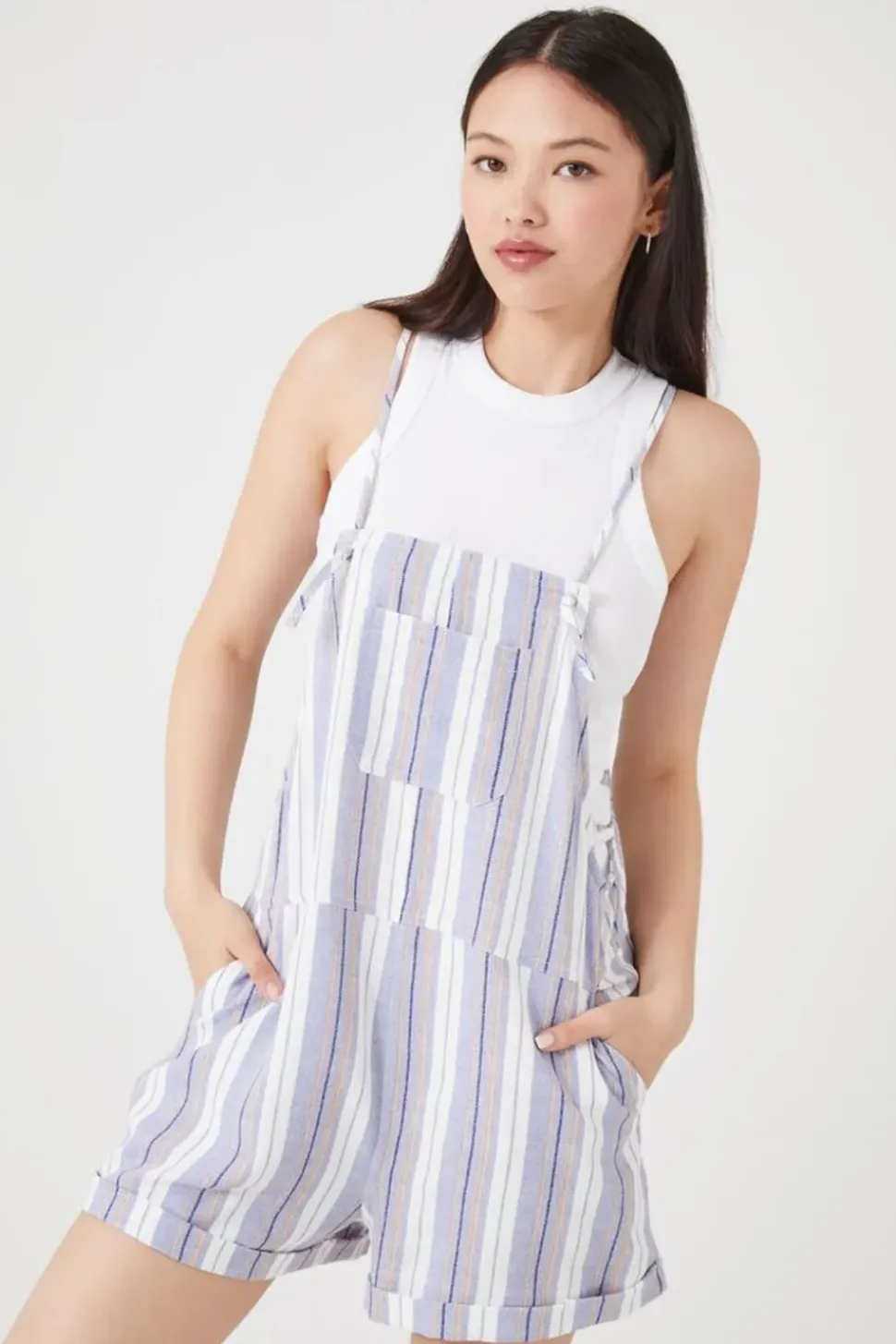 Striped Overall Shorts