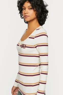 Striped 93 Patch Henley Baby Tee