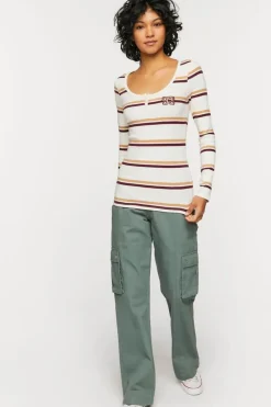Striped 93 Patch Henley Baby Tee