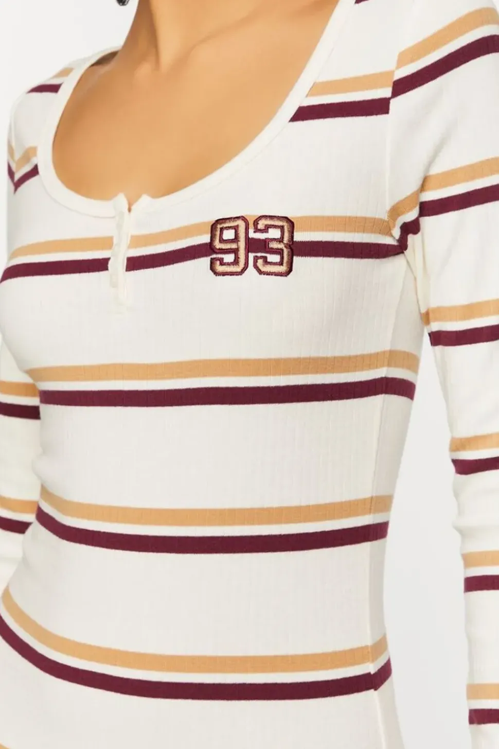 Striped 93 Patch Henley Baby Tee